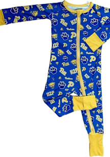 Pitt Panthers Baby Blue Double Zipper Loungewear One Piece Pajamas