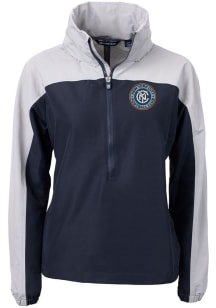 Cutter and Buck New York City FC Womens Navy Blue Charter Eco Long Sleeve Pullover