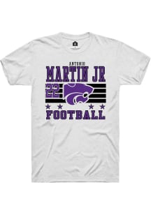Antonio Martin Jr Rally Mens White K-State Wildcats NIL Striped Player T Shirt