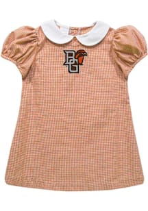 Vive La Fete Bowling Green Falcons Toddler Girls Orange Gingham Collar Short Sleeve Dress