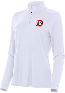 Antigua Denver Broncos Womens White Classic Intent Qtr Zip