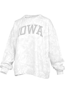 Pressbox Iowa Hawkeyes Womens White Camo Crew Sweatshirt