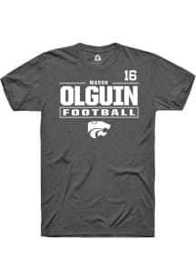 Mason Olguin Dark Grey K-State Wildcats NIL Stacked Box Short Sleeve T Shirt