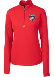 Cutter and Buck FC Dallas Womens Red Traverse Qtr Zip Pullover