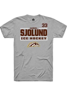 Samuel Sjolund Rally Mens Grey Western Michigan Broncos NIL Stacked Box Player T Shirt