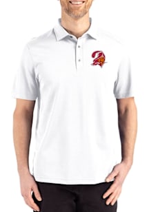Cutter and Buck Tampa Bay Buccaneers Mens White Historic Advantage Refresh Short Sleeve Polo
