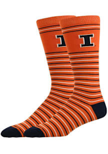 Stripe Illinois Fighting Illini Mens Dress Socks - Orange