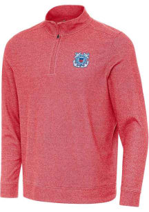 Antigua Coast Guard Mens Red Subtle Long Sleeve Qtr Zip Pullover