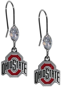 Crystal Dangle Ohio State Buckeyes Womens Earrings - Silver
