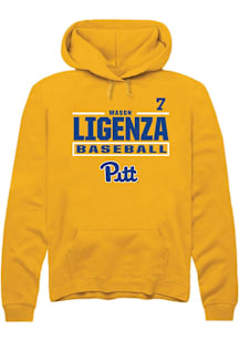 Mason Ligenza Rally Mens Gold Pitt Panthers NIL Stacked Box Player Hood