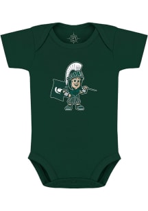 Sparty Creative Knitwear Baby Green Michigan State Spartans Baby Sparty Short Sleeve One Piece