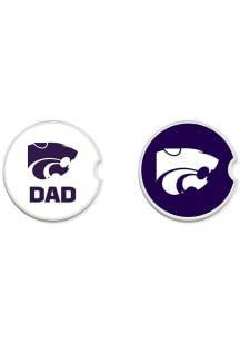 White K-State Wildcats Dad Set of 2 Car Coaster