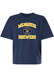 Milwaukee Brewers Womens Blue Relaxed Short Sleeve T-Shirt