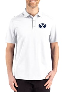 Cutter and Buck BYU Cougars Mens White Advantage Refresh Short Sleeve Polo