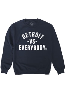 Detroit Navy Blue Vs Everybody Long Sleeve Crew Sweatshirt