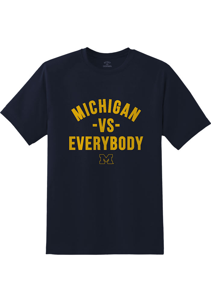 Detroit Vs Everybody Michigan Wolverines Navy Blue Vs Everybody Short Sleeve T Shirt