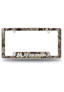 Minnesota Golden Gophers Camo Mossy Oak All Over Chrome License Plate Frame - White