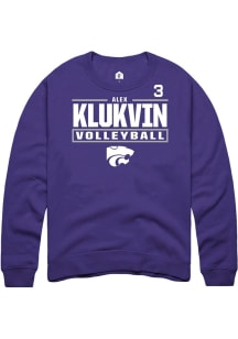 Alex Klukvin Rally Mens Purple K-State Wildcats NIL Stacked Box Player Crew