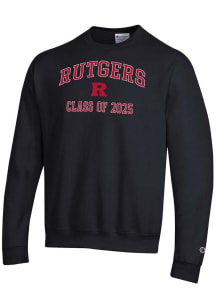 Mens Rutgers Scarlet Knights Black Champion Class of 2025 Text Powerblend Crew Sweatshirt
