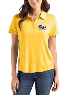 Womens Pitt Panthers Yellow Cutter and Buck Coastline Eco Short Sleeve Polo Shirt