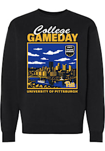 Pitt Panthers Mens Black Football College Gameday Stadium Long Sleeve Crew Sweatshirt