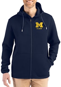 Cutter and Buck Michigan Wolverines Mens Navy Blue Alumni Epic Comfort Full Zip Light Weight Jacke..