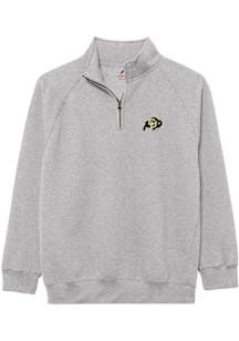 Colorado Buffaloes Mens Grey Essentials Embroidery Long Sleeve Qtr Zip Pullover