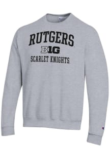 Mens Rutgers Scarlet Knights Grey Champion Big Ten Powerblend Crew Sweatshirt