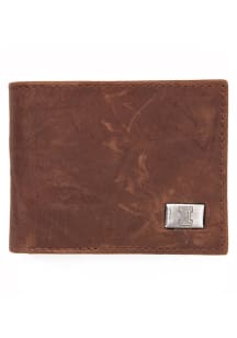 Leather Illinois Fighting Illini Mens Bifold Wallet - Brown