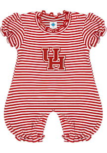 Houston Cougars Baby Red Stripe Puff Sleeve Short Sleeve One Piece