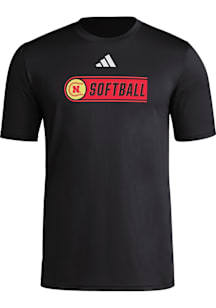 Adidas Nebraska Cornhuskers Black Locker Softball Stripe Short Sleeve T Shirt