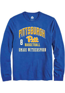 Omari Witherspoon Mens Blue Pitt Panthers NIL Arch Logo Long Sleeve Player T Shirt
