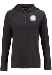 Cutter and Buck Chicago Fire Womens Black Coastline Eco Hooded Sweatshirt