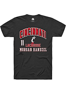 Morgan Handzel Cincinnati Bearcats Black NIL Arch Logo Short Sleeve Player T Shirt