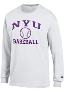Champion NYU Violets White Baseball Jersey Long Sleeve T Shirt