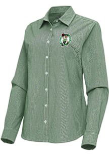 Antigua Boston Celtics Womens Porter Long Sleeve Green Dress Shirt