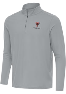 Antigua Texas Tech Red Raiders Mens Ash Intent Volleyball Long Sleeve Qtr Zip Pullover
