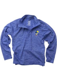 Kansas Jayhawks Youth Blue Cloudy Yarn Long Sleeve Quarter Zip Shirt