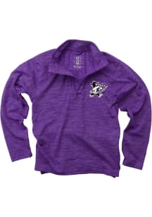 Boys K-State Wildcats Purple Wes and Willy Cloudy Yarn Long Sleeve Qtr Zip