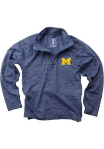 Boys Navy Blue Michigan Wolverines Cloudy Yarn Long Sleeve 1/4 Zip Pullover