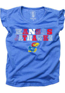 Kansas Jayhawks Toddler Girls Blue Burn Out Short Sleeve T-Shirt