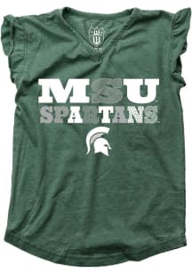 Wes and Willy Michigan State Spartans Toddler Girls Green Burn Out Short Sleeve T-Shirt