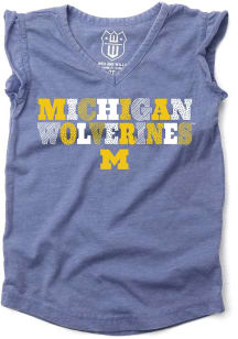 Michigan Wolverines Toddler Girls Navy Blue Burn Out Short Sleeve T-Shirt