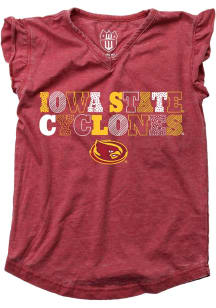Wes and Willy Iowa State Cyclones Toddler Girls Cardinal Burn Out Short Sleeve T-Shirt