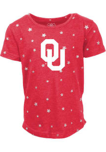 Oklahoma Sooners Girls Cardinal Shimmer Star Short Sleeve Fashion T-Shirt