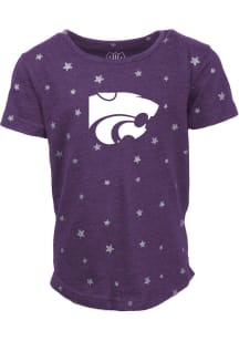 K-State Wildcats Girls Purple Shimmer Star Short Sleeve Fashion T-Shirt