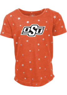 Oklahoma State Cowboys Girls Orange Shimmer Star Short Sleeve Fashion T-Shirt