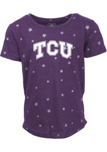 TCU Horned Frogs Girls Purple Shimmer Star Short Sleeve Fashion T-Shirt