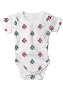 Baby Red Ohio State Buckeyes All Over Print Short Sleeve One Piece