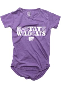 K-State Wildcats Girls Purple Burn Out Short Sleeve Fashion T-Shirt